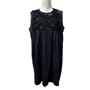 Dosa Silk Wool Mini Dress Womens 3 US Large Black Sleeveless Floral Romantic